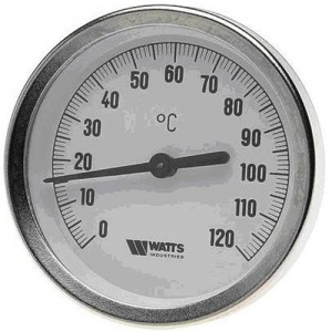 Термометр аксиальный Watts тип F+R801(T) 80/50 биметаллический  D80 х 120 °С  1/2", L= 50 мм 1