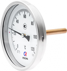 Термометр аксиальный РОСМА тип БТ-51.211 биметаллический D100 х 120°C, 1/2", L= 46мм 1