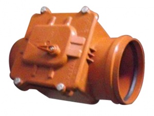 Обратный клапан ПВХ 200 с запирающим устройством для внутрен. и наружной канализации под раструб с резин. кольцом (цвет кирпичный), Pestan (Сербия) 1