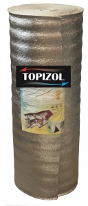      Теплоизоляция из вспененного полиэтилена Джермафлекс / TOPIZOL, металлизированный лавсан, 25м х 1,2м х 5мм, площадь 30 кв.м (типа Пенофол) 1