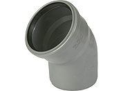 Отвод ПВХ 110х45° (s=3,2мм) Хемкор, для внутрен. и наружной канализации под резин. кольцо (цвет серый) 1