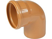 Отвод 110х90° ПВХ Хемкор, для наружной канализации под резин. кольцо (цвет кирпичный) 1