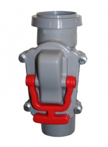 Обратный клапан ПП 50 с запирающим устройством для канализации под раструб с резин. кольцом (цвет серый) 1