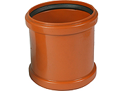 Муфта 110 (L=155мм) ремонтная полнопроходная ПВХ Агригазполимер, для наружной канализации под резин. кольцо (цвет кирпичный) ГОСТ 54475-2011 1