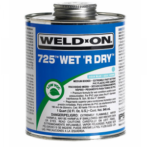 Клей 473 мл для изделий из ПВХ в нап. питьевом водоснаб., Weld-On 725 Wet 'R Dry (США) , в банке с кисточкой  1