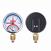 Термоманометр аксиальный,  D80 х 120 °С х 0,6МПа, 1/2", с автоматическим запорным клапаном, Rommer