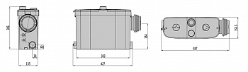 Установка канализационная Rommer BIOLIFT R-4S (на 3 подкл.), напор 7.5 м, мощность 0,45 кВт, входные патрубки - 1xDN100, 2xDN23/28/32/44 , Tmax - 90C 2