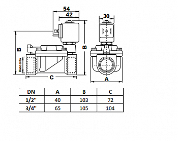 Клапан электромагнитный 850T, Watts 1/2", PN25, 230В, KVS= 5,45 НЗ,(соленоидный) мембранный 2