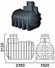 Септик-танк 4000 J (ёмкость однокамерная под септик), 2320х1520х2110 мм, (ДхШхВ), V-4000л, Dгорл.-600/490 мм, цвет черный, Анион
