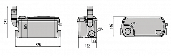 Установка канализационная Rommer BIOLIFT S-3 (на 2 подкл.), напор 7,0 м, мощность 0,25 кВт, входные патрубки - 2xDN23/28/32/44, Tmax - 90C 2