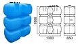 Ёмкость (танк) 1000 Т ВКЗ для дизельного топлива вертик., 1300х650х1660,мм (ДхШхВ), V=1000л, Dгорл.-90мм, цвет синий, Анион