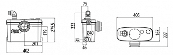 Установка канализационная Rommer BIOLIFT R-4 (на 3 подкл.), напор7.0 м, мощность 0,4 кВт, входные патрубки - 1xDN100, 2xDN23/28/32/44, Tmax - 90C 3